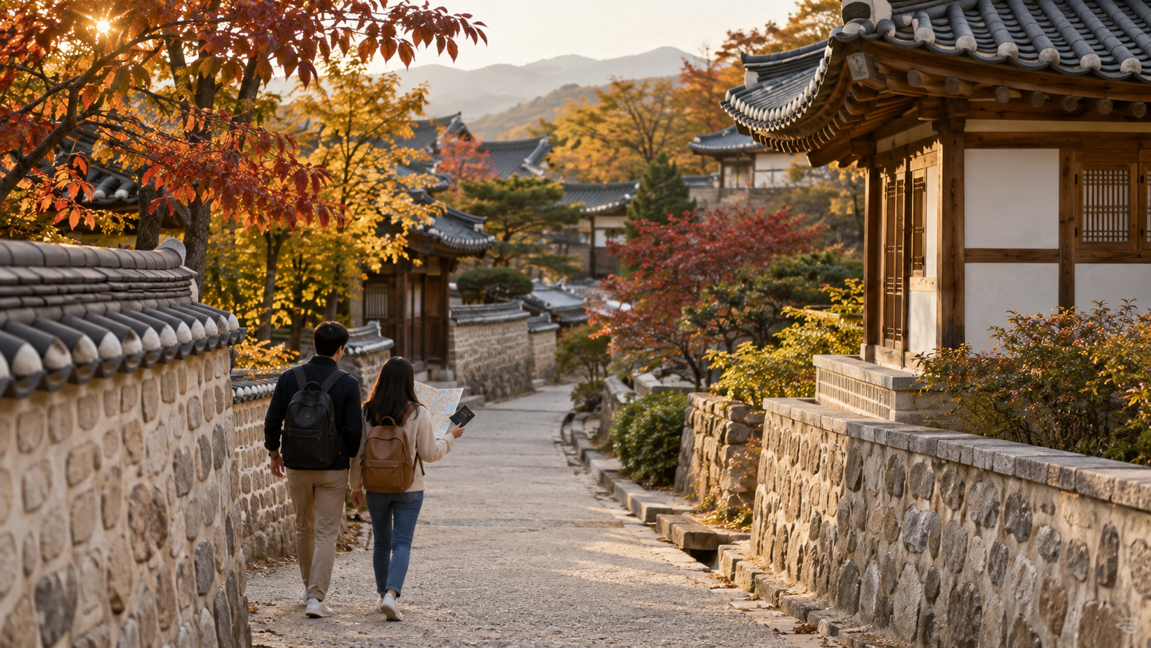 가을 한옥 국가유산을 둘러보며 스탬프 여행을 이어가는 여행자